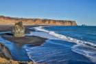 Iceland, Vik. Reynisfjara black sand beach Art Print